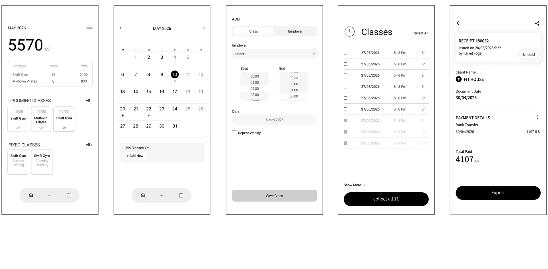 Balanced - wireframes